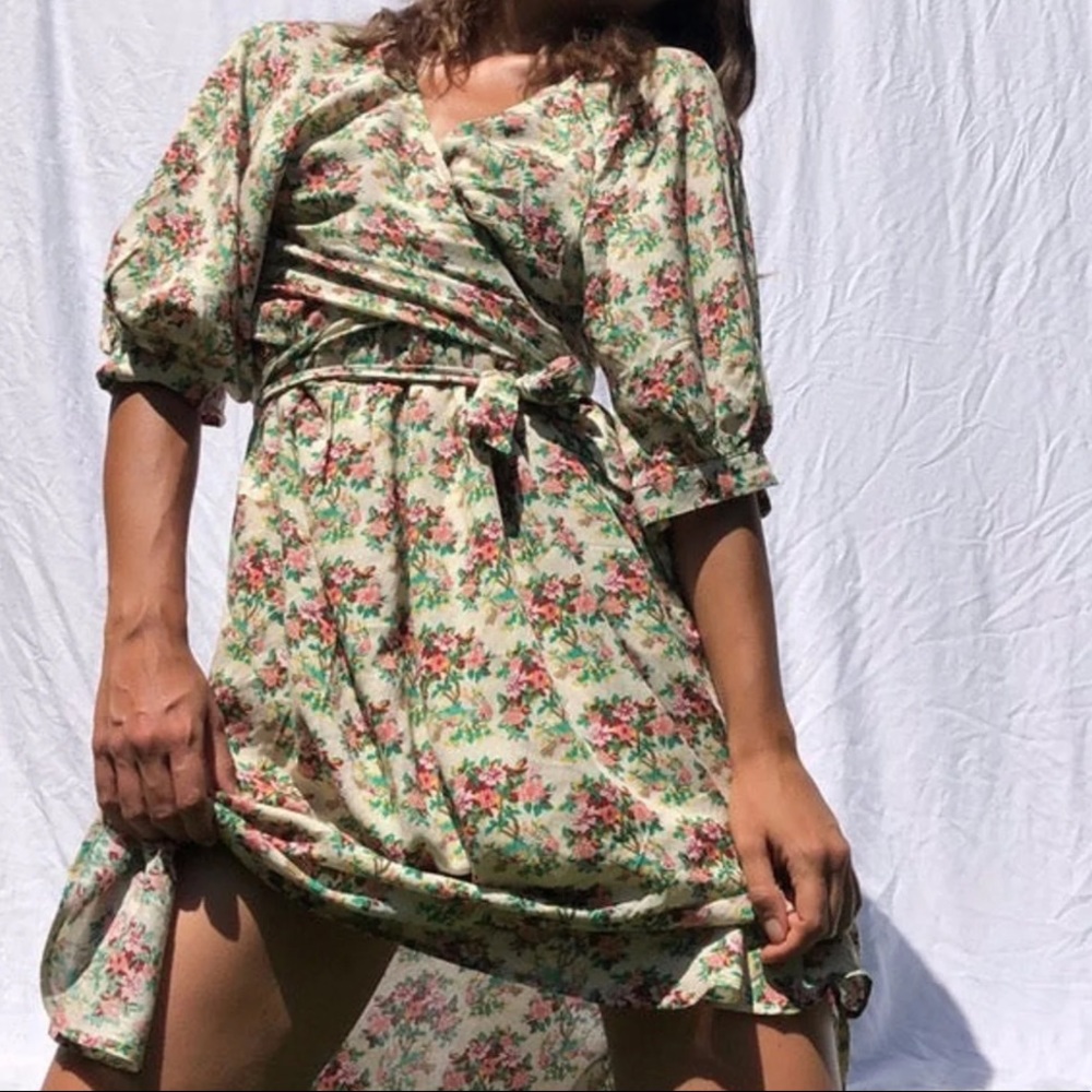 Urban Outfitters Floral Faux Wrap Midi Dress